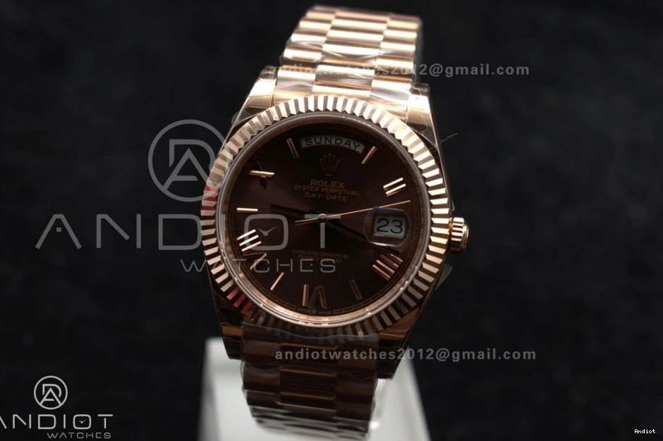President Roman Weight Dial Bracelet RG Brown DayDate on Gain A2836 GSF 40 0414